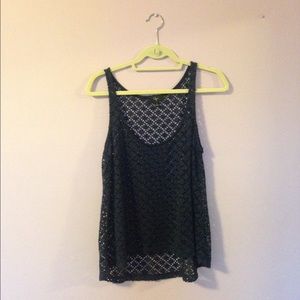 Aqua navy blue crocheted tank top