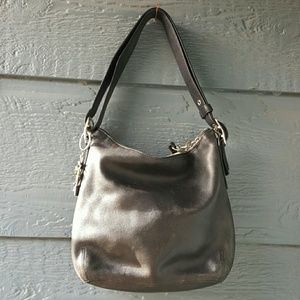 Genuine Black Leather Coach Handbag