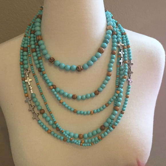 SOLD---πHOST PICKπTurquoise beaded necklace - Picture 3 of 4