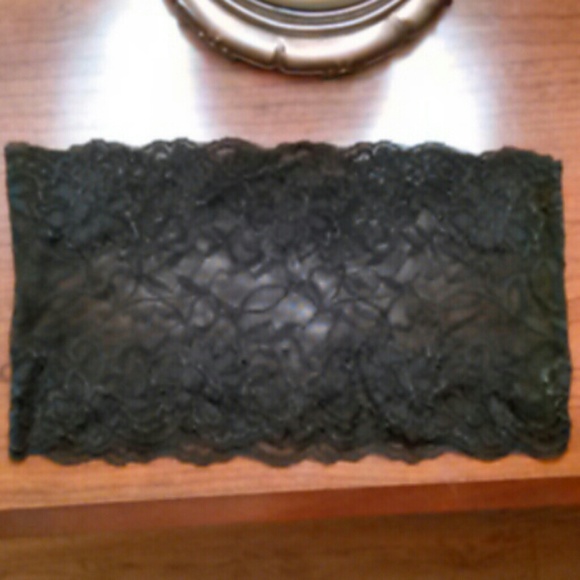 NWOT Black floral lace tube top bralette
