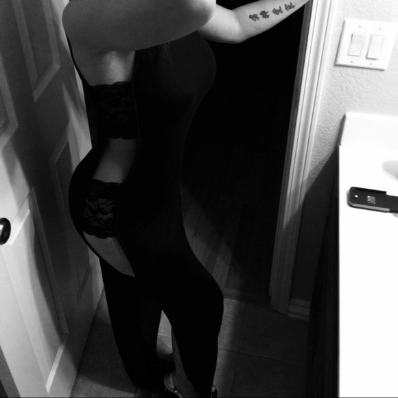 Black lace cut out maxi dress