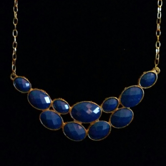 Blue bib style adjustable necklace 8+2