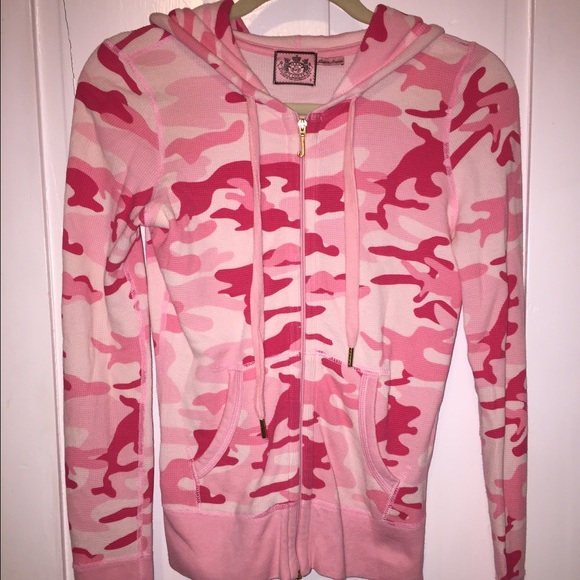 Juicy couture thermal zip hoodie pink camouflage