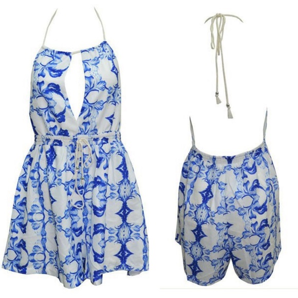 🆕The COCO floral open back romper - BLUE - Picture 4 of 4