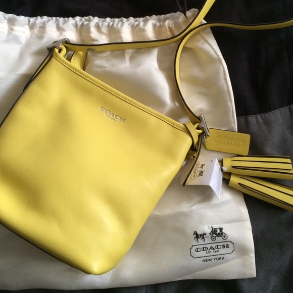 NWT yellow COACH cross body purse