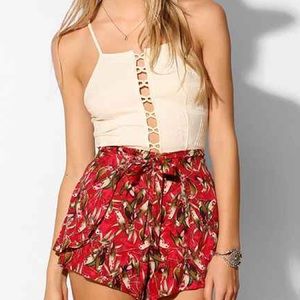 SILENCE NOISE MAYA CAGE HALTER STRAP CROP TANK TOP