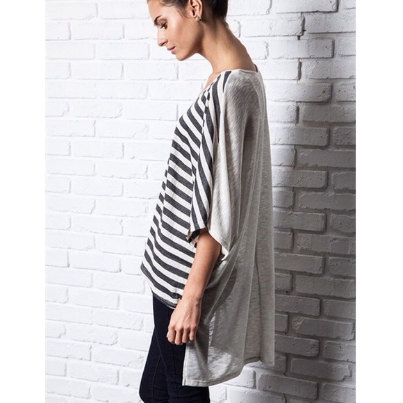 LOWEST 💜 "Chime" Striped Front Loose Top - Picture 2 of 4