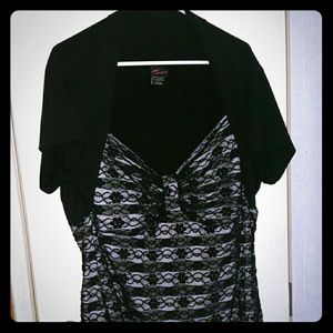 Torrid Black & White Lace Top