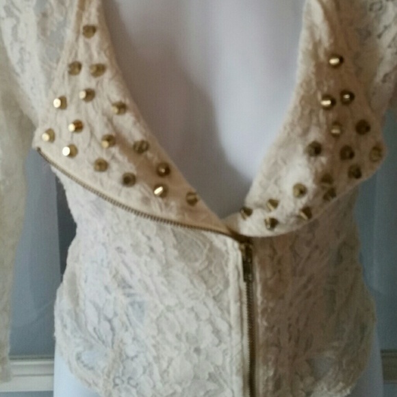 Lace zip blazer