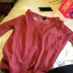 Burgundy sheer blouse