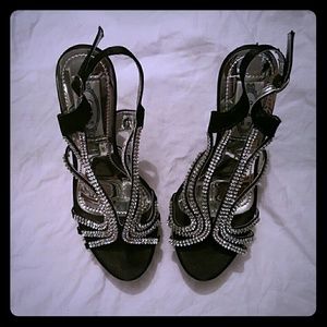 Black rhinestone heels