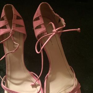 Pink Sandals with tie at the ankle