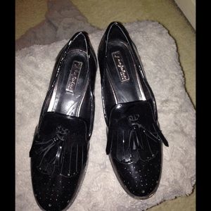 ZARA black patent leather loafers size 40