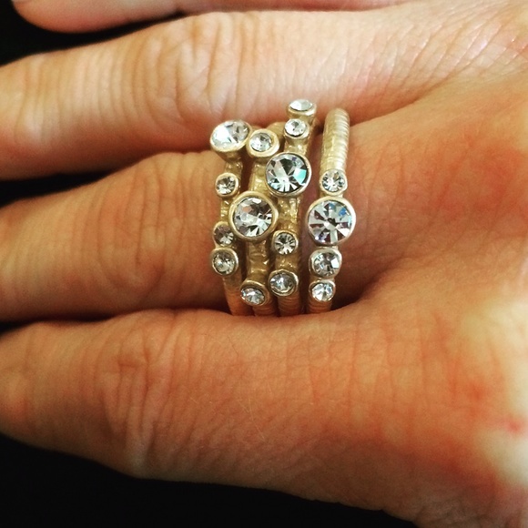 Crystal and gold rings.