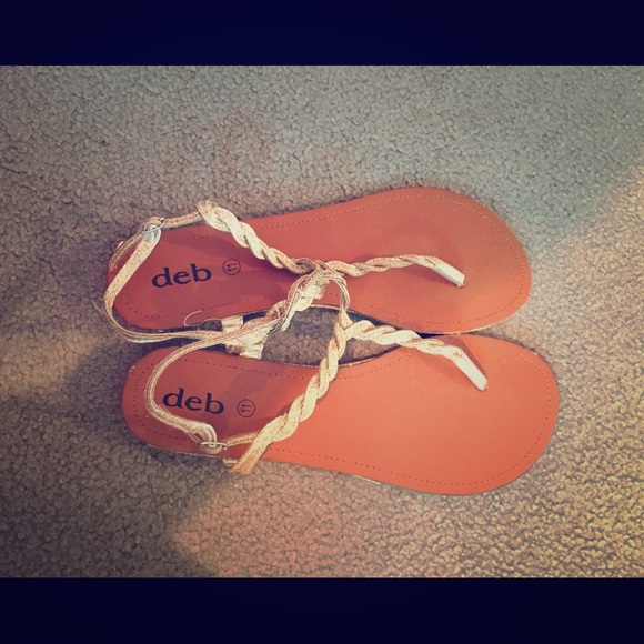 gold braided sandals