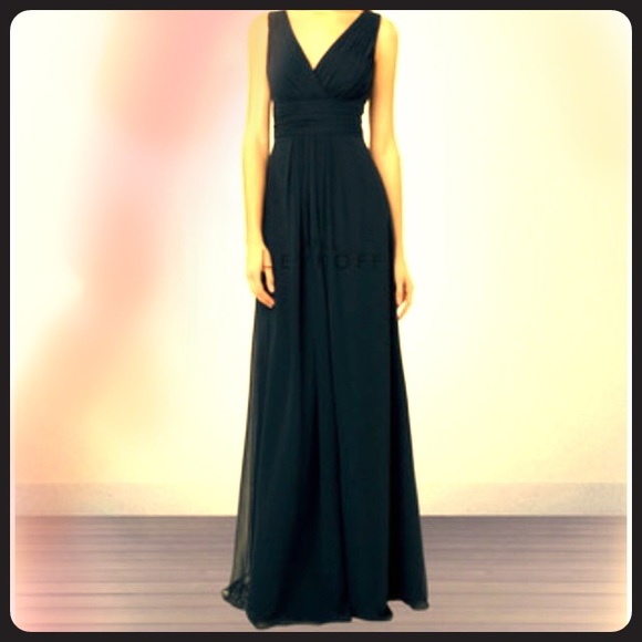 Bill Levkoff Navy Chiffon Dress