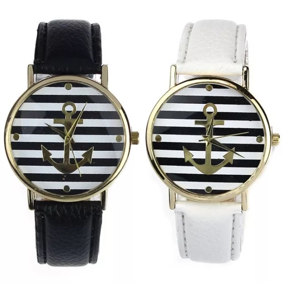 SOLD! Geneva white leather ban anchor watch - Picture 2 of 3