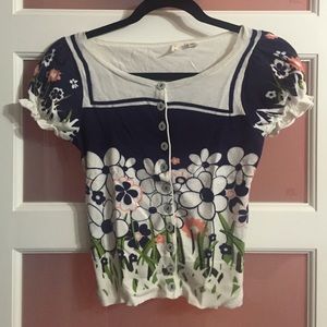 Moth (anthropologie) flower print cardigan xs