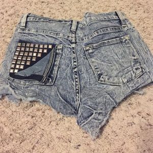 High waisted denim shorts