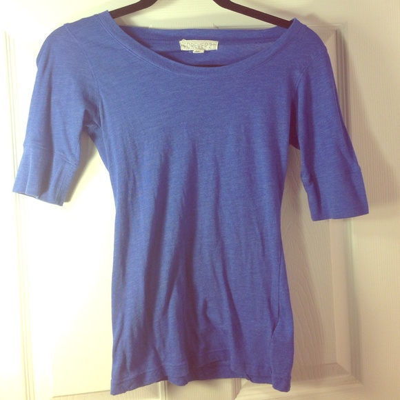 Forever 21 3/4 Sleeve Blue Shirt
