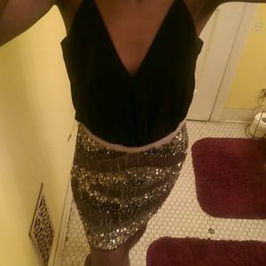 Zara embellished sequin skirt