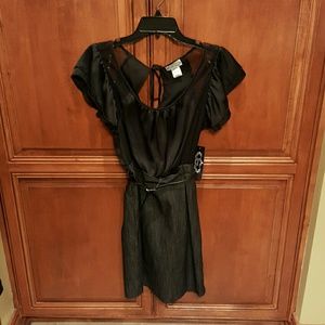 NEW with tag!Satin and sheer top denim skirt dress