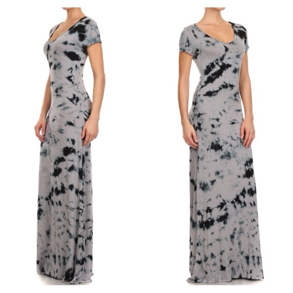 1 Small Left✔️Grey/Black Tye-Dye Maxi Dress - Picture 2 of 4