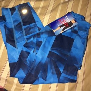 Blue patterned workout pants