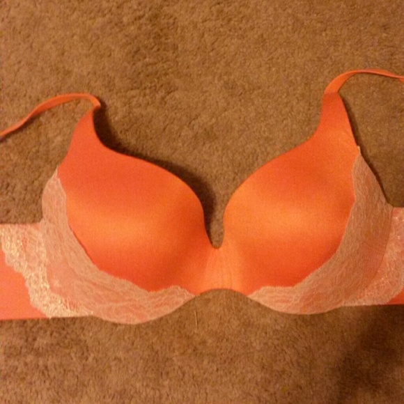 Victoria's Secret orange with gold lace demi bra