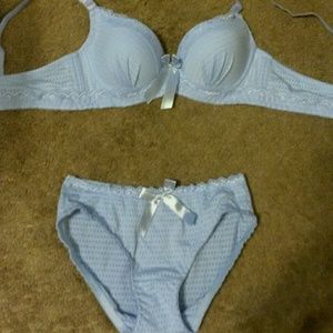 Nwot blue bow bra and panty set