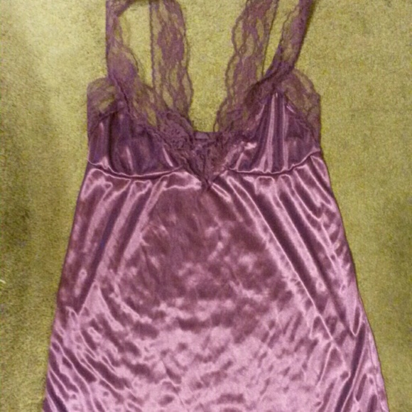 NWOT Purple silk and lace nightgown