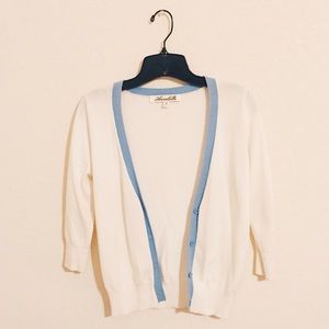 Periwinkle Trim Cardigan Sweater