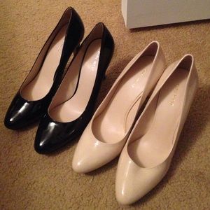 Set of 2 Nine West black and nude patent leather