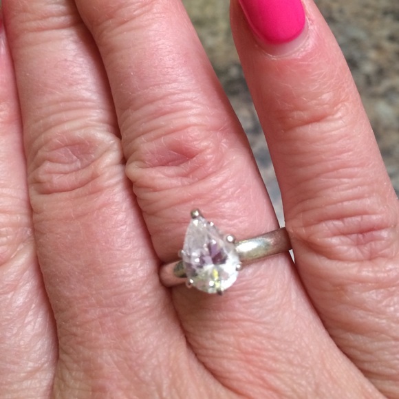 Diamonique 2ct pear shaped ring