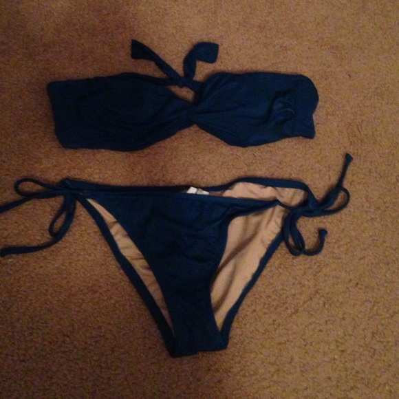 Teal J. Crew Bandeau and Bikini bottoms size M