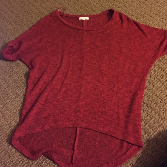 Red knit subtle high low top
