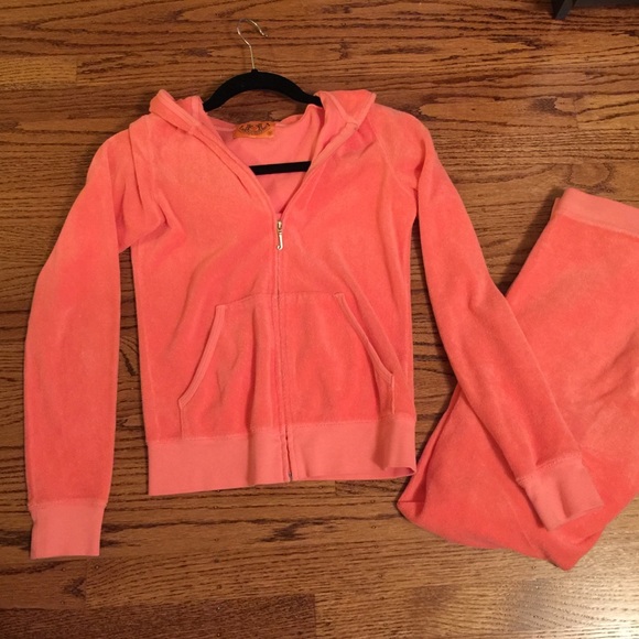 Juicy Couture coral terry hoodie set