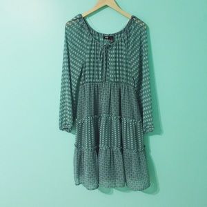 Teal Patterned Bohemian Dress