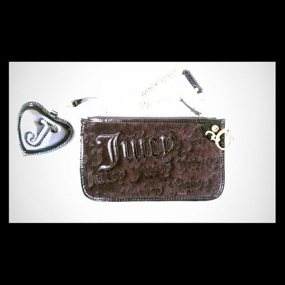 Juicy Couture Black Velour & Patent Leather Clutch