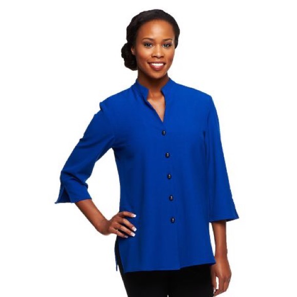 Susan Graver - Ivory Stretch Crepe Mandarin Jacket