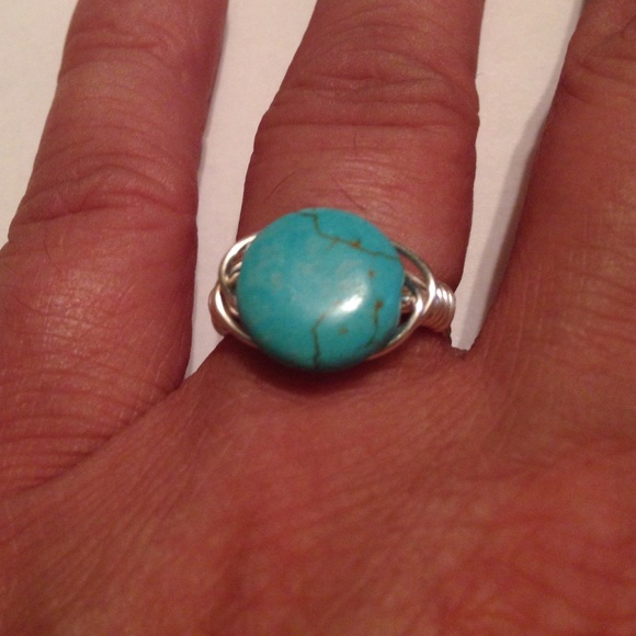 Turquoise Wire Wrapped Ring - Picture 3 of 4