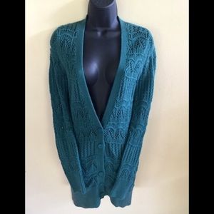 Turquoise knit cardigan