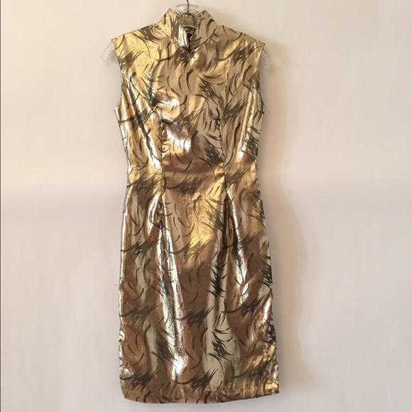Vintage Dresses & Skirts - Vintage holiday gold party asian chesong dress