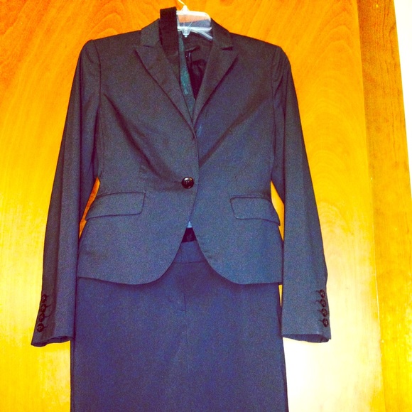 Black Pinstriped Skirt Suit