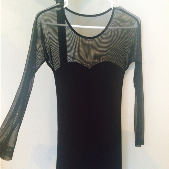 F21 Black Mesh Bodycon Dress - Picture 1 of 2