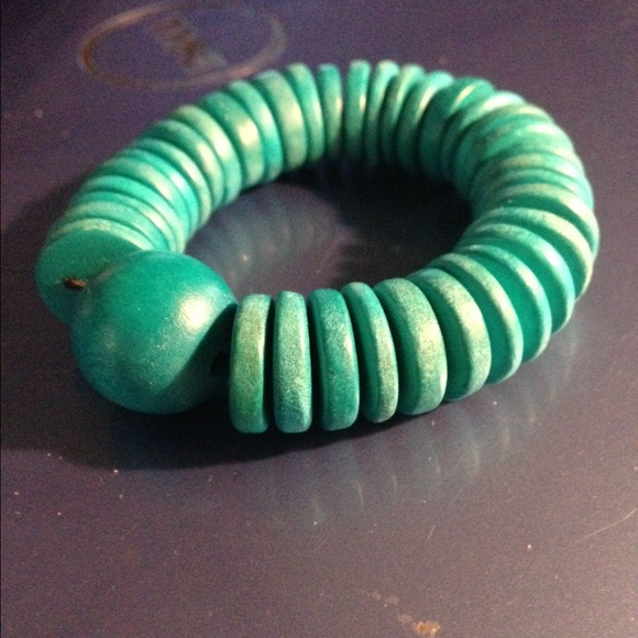 Handmade stretch wood bead bracelet
