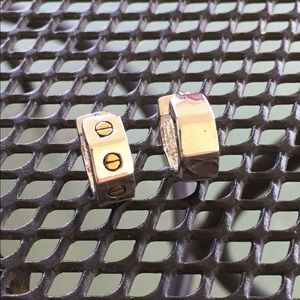 Gorgeous silver earrings with gold screw detail