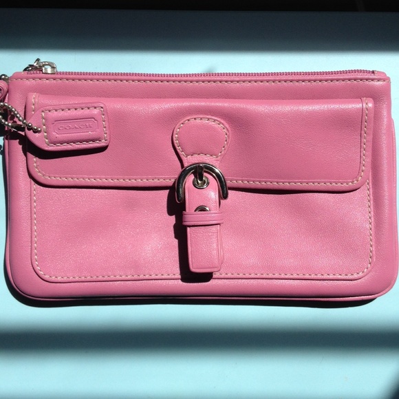 Pink Leather Coach Wristlet