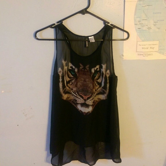 H&M tiger sheer flowy tank