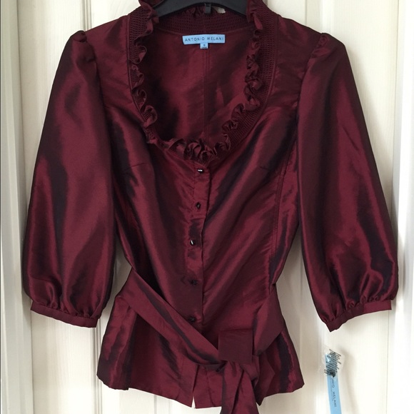 Antonio Melani Garnet Satin Holiday Blouse